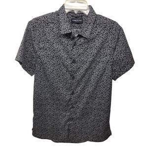 Kenneth Cole New York Black White Star Pattern Button-Up Shirt Men's S/P